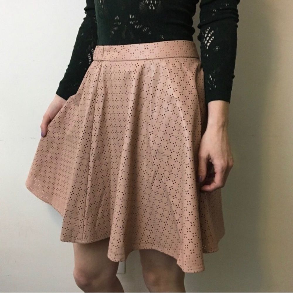 Sunday in Brooklyn Blush Eyelet Skater Skirt